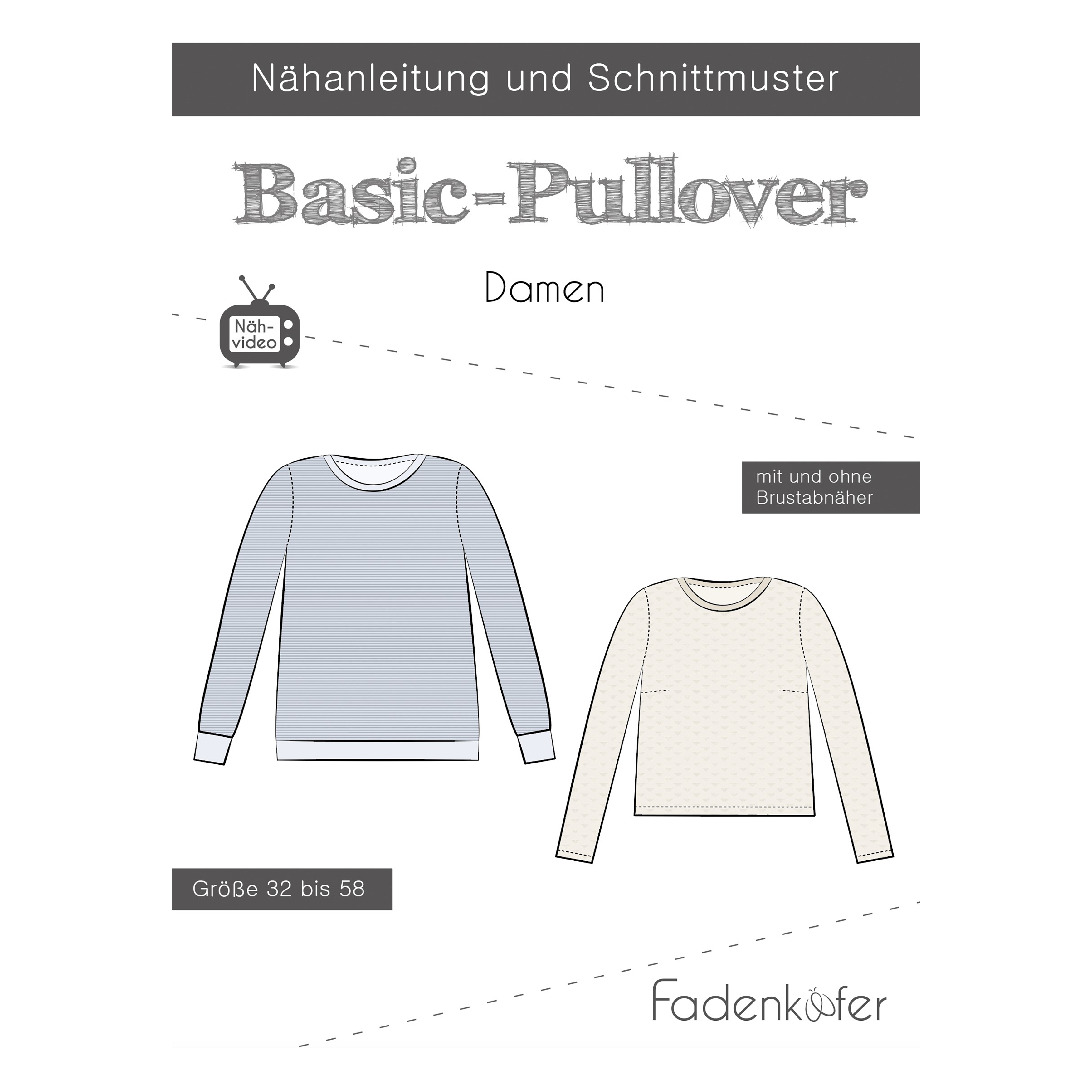 Papierschnittmuster Fadenkäfer® - Basic-Pullover Damen