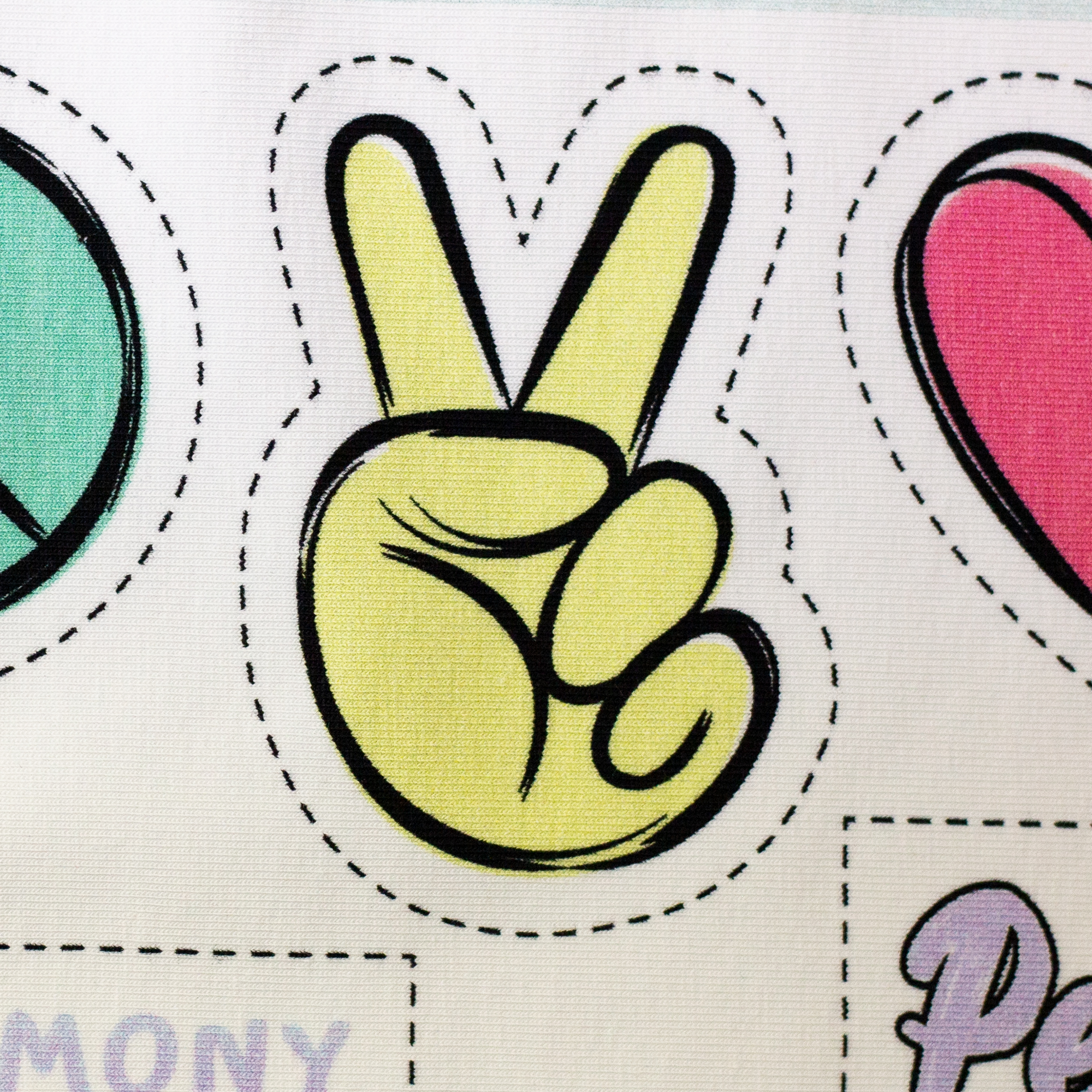 Jersey Stoffpanel "Happy Love and Peace" von Swafing & lyckligdesign Jersey Stoffpanel "Happy Love and Peace" von Swafing & lyckligdesign