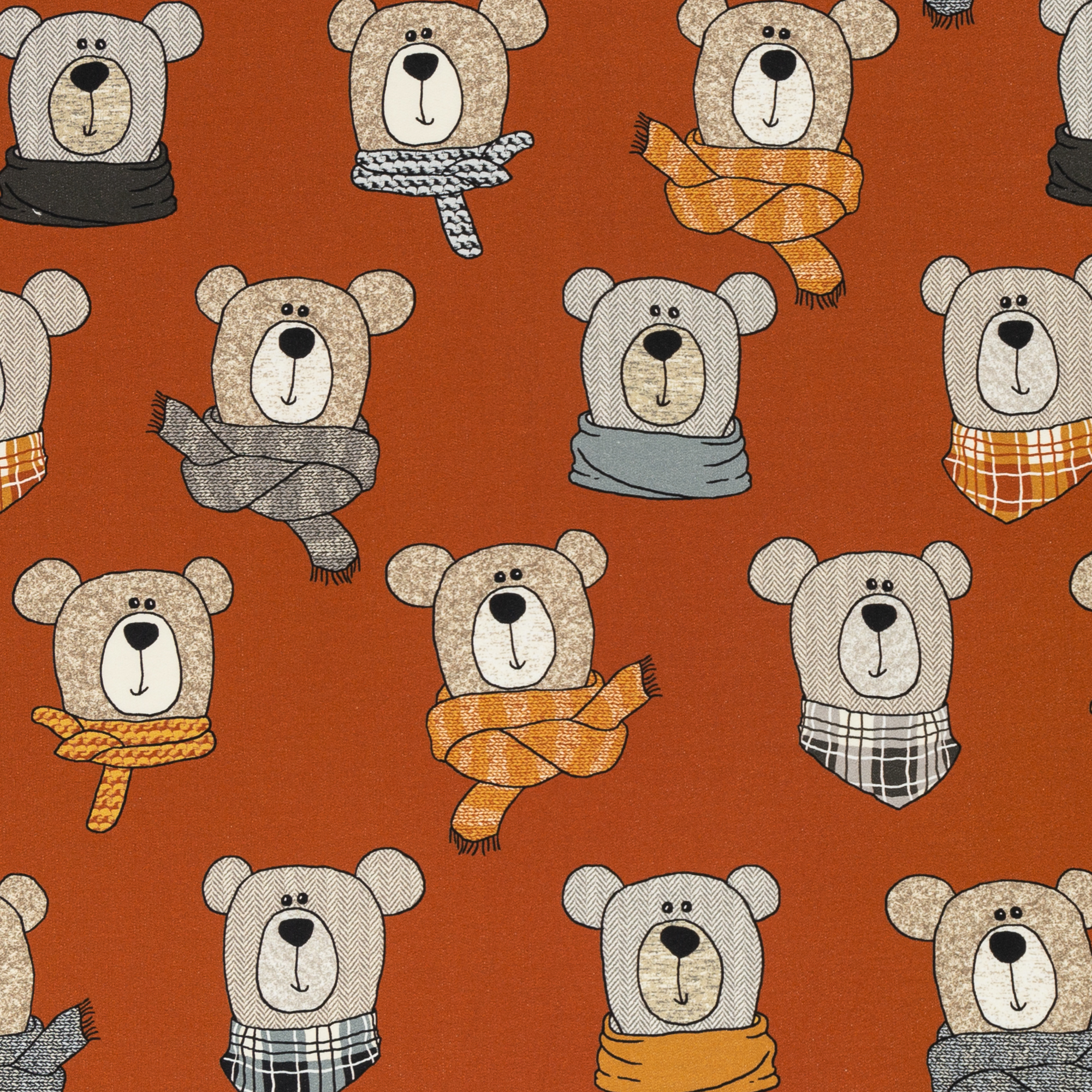 French Terry "Sweet Bears" - Bären Terracotta