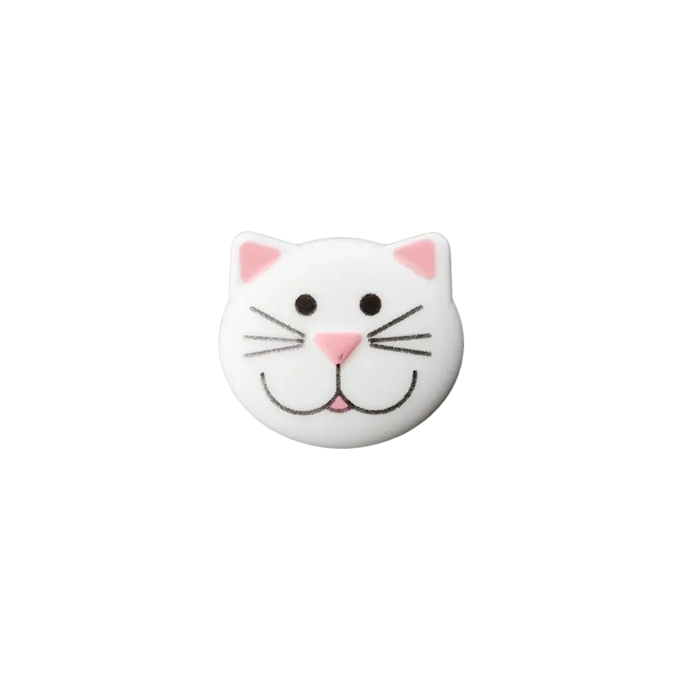 Polyesterknopf Öse Katze 20mm weiß