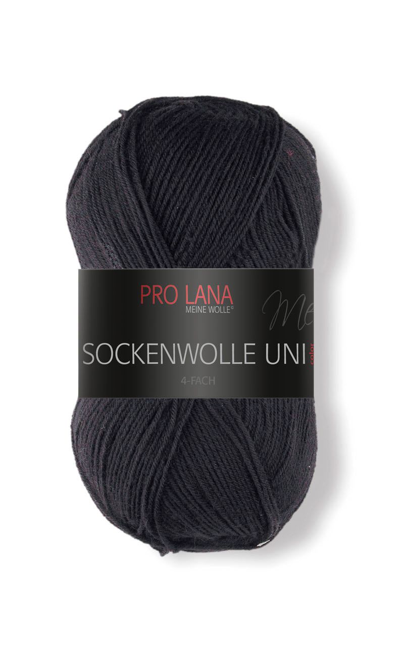 Pro Lana Sockenwolle Uni 100g - Schwarz 402