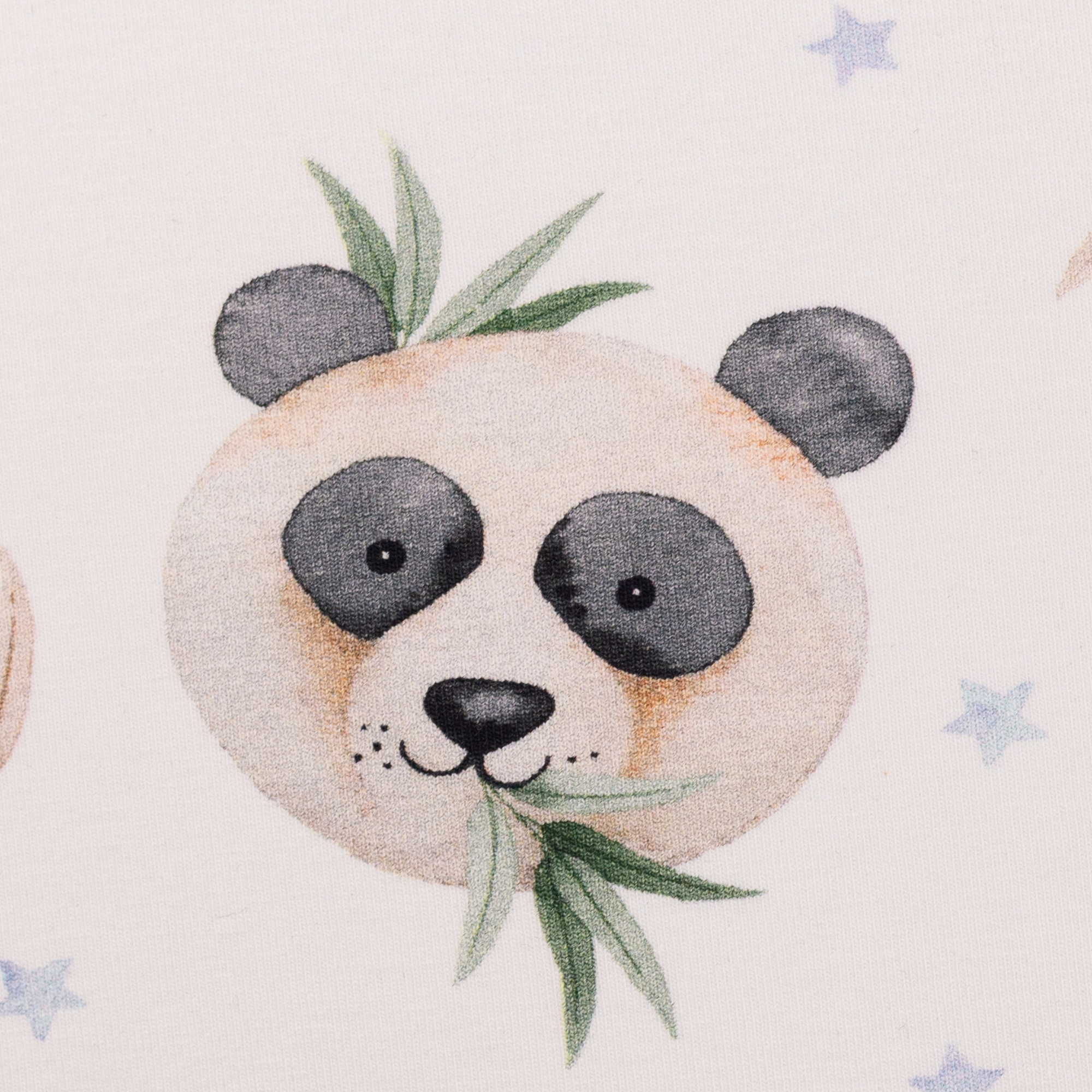Stoffpaket Panda mit Pflanzen und Sternen (Paket 3)