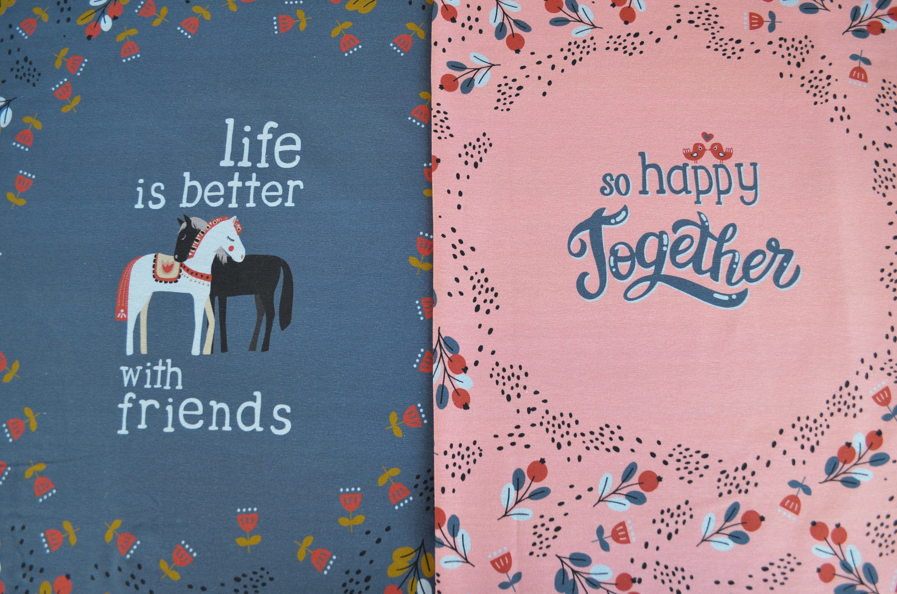 Happy Together Stoffpanel Jersey Swafing & Käselotti - Jeansblau Blätter