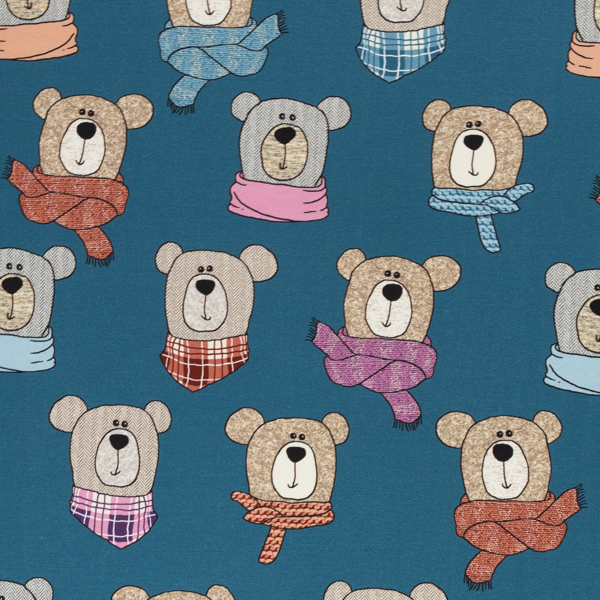 French Terry "Sweet Bears" - Bären Petrol