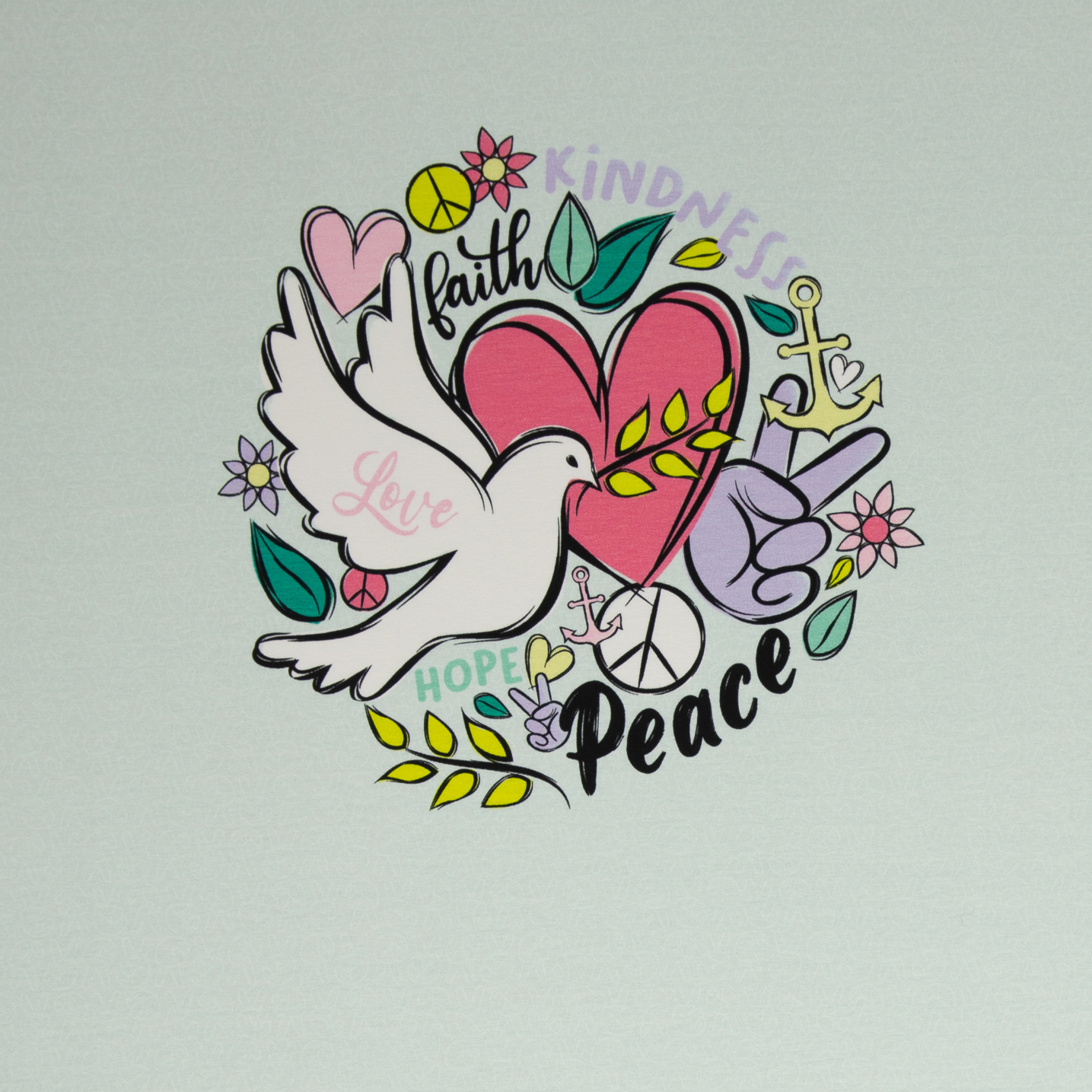 Jersey Stoffpanel "Happy Love and Peace" von Swafing & lyckligdesign