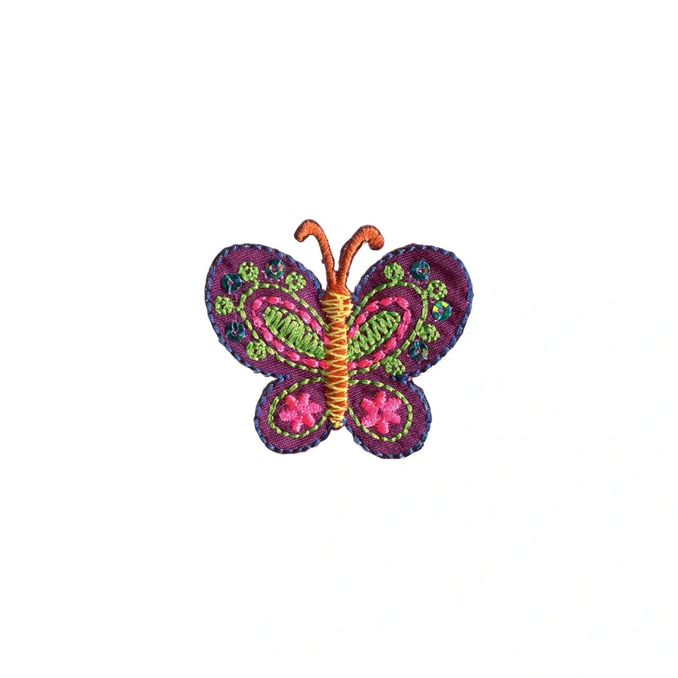 Applikation Schmetterling, violett/bunt