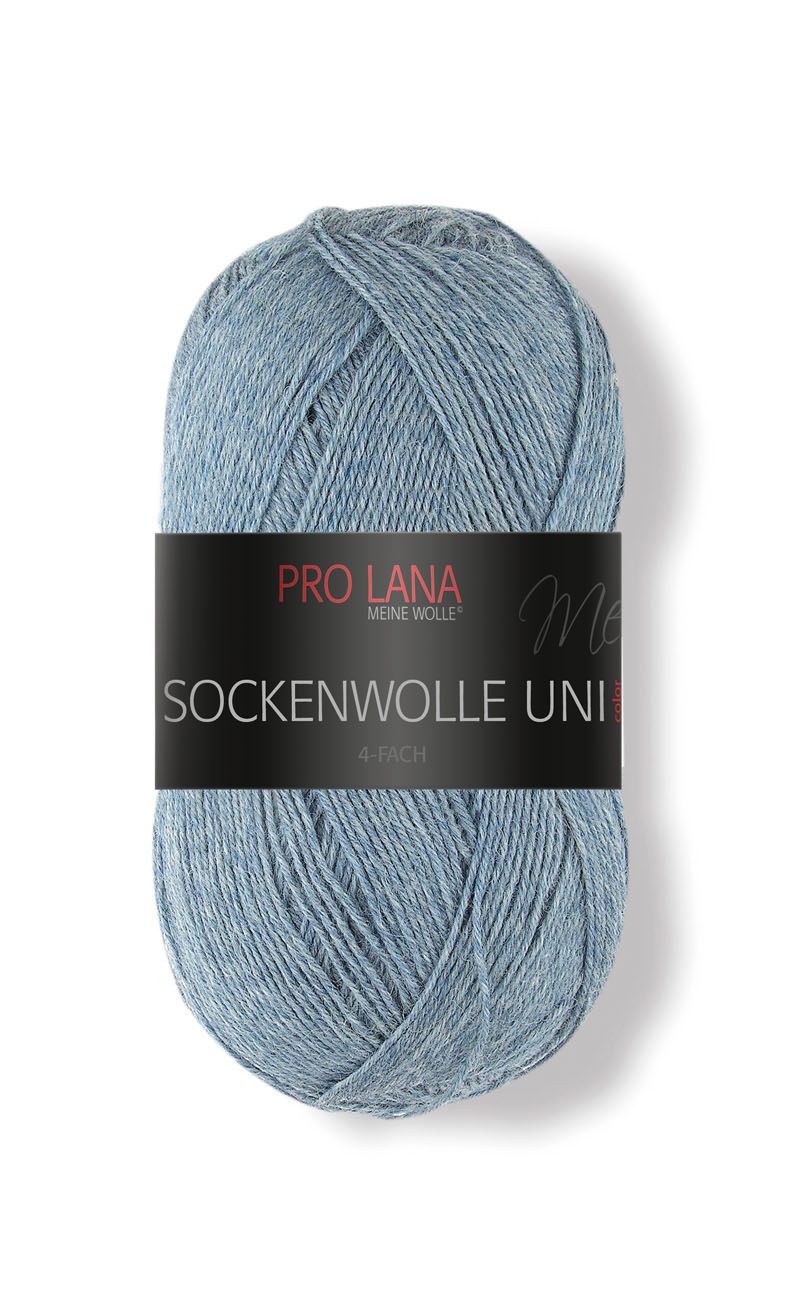 Pro Lana Sockenwolle Uni 100g - Jeansblau meliert 406