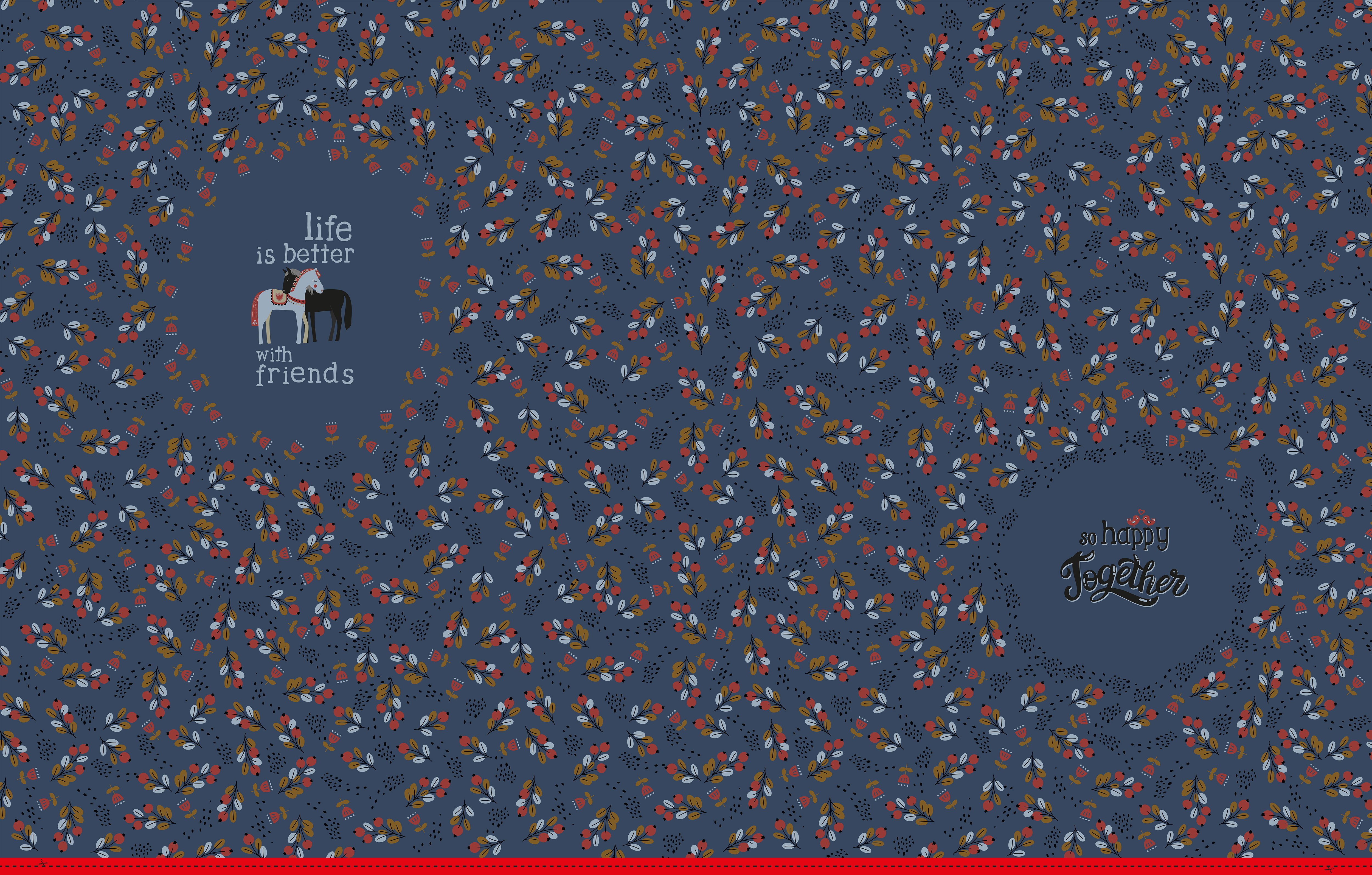 Happy Together Stoffpanel Jersey Swafing & Käselotti - Jeansblau Pferde
