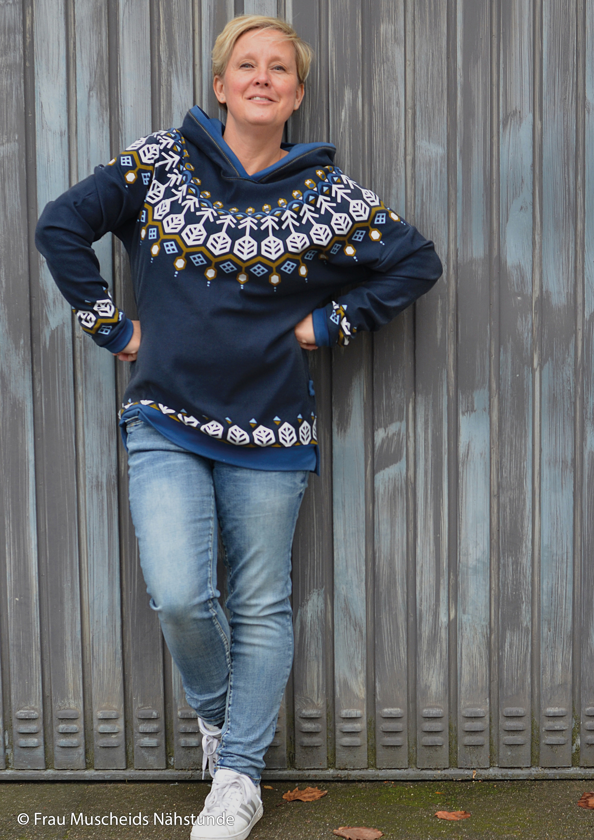 Stoffpanel "Icelandig Sweater" by Käselotti Dunkelblau
