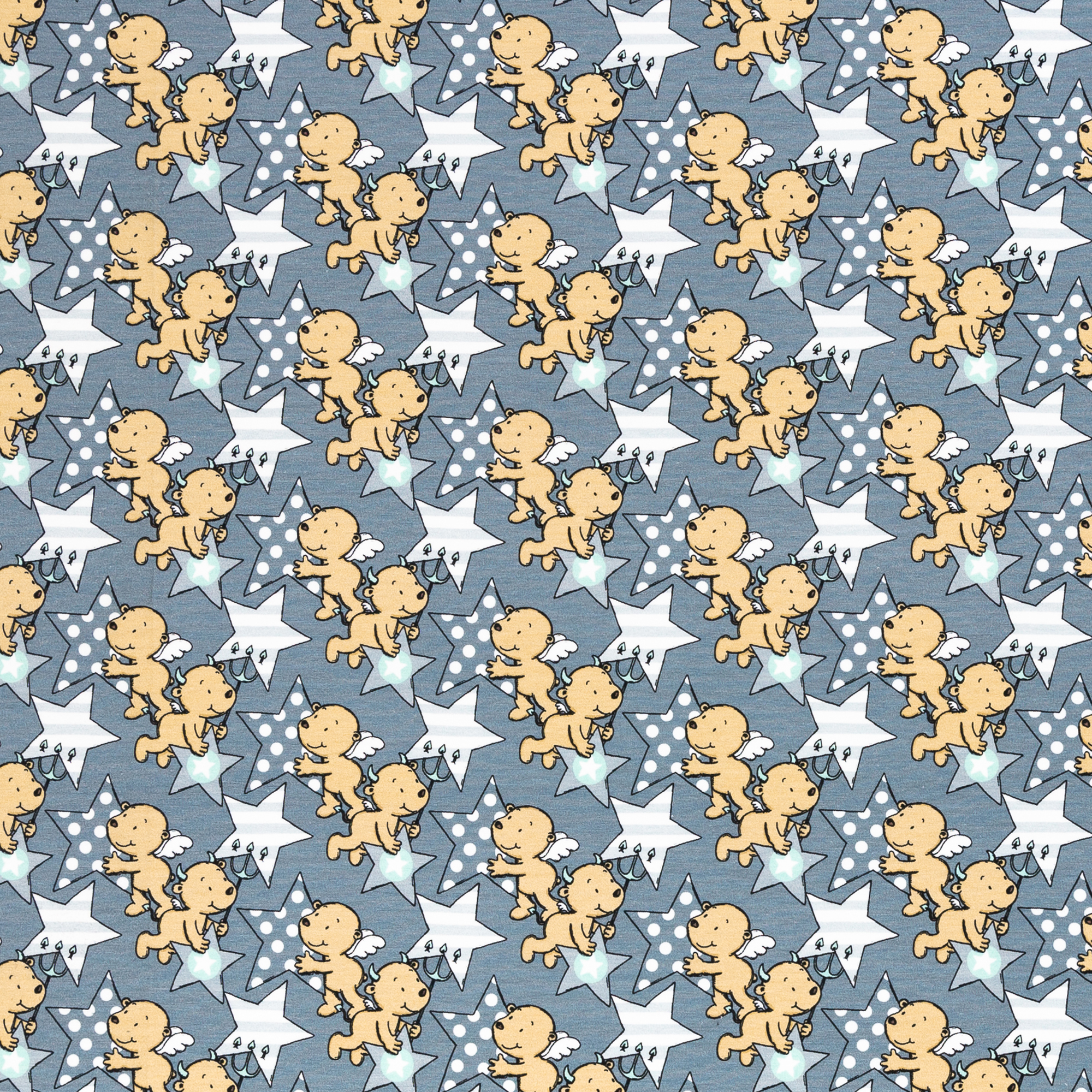 Jersey "Heavenly Friends" by Steinbeck - Engelchen Teufelchen Rauchblau Jersey "Heavenly Friends" by Steinbeck - Engelchen Teufelchen Rauchblau